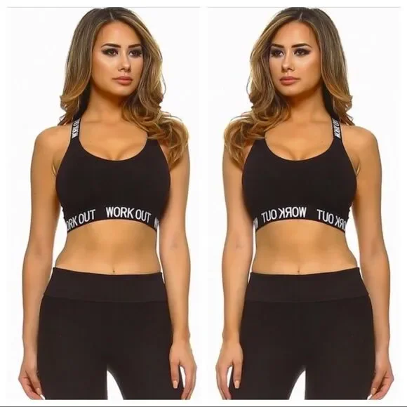 BLACK & WHITE SPORTS BRA TOP SIZE SMALL NWT - Picture 2 of 6